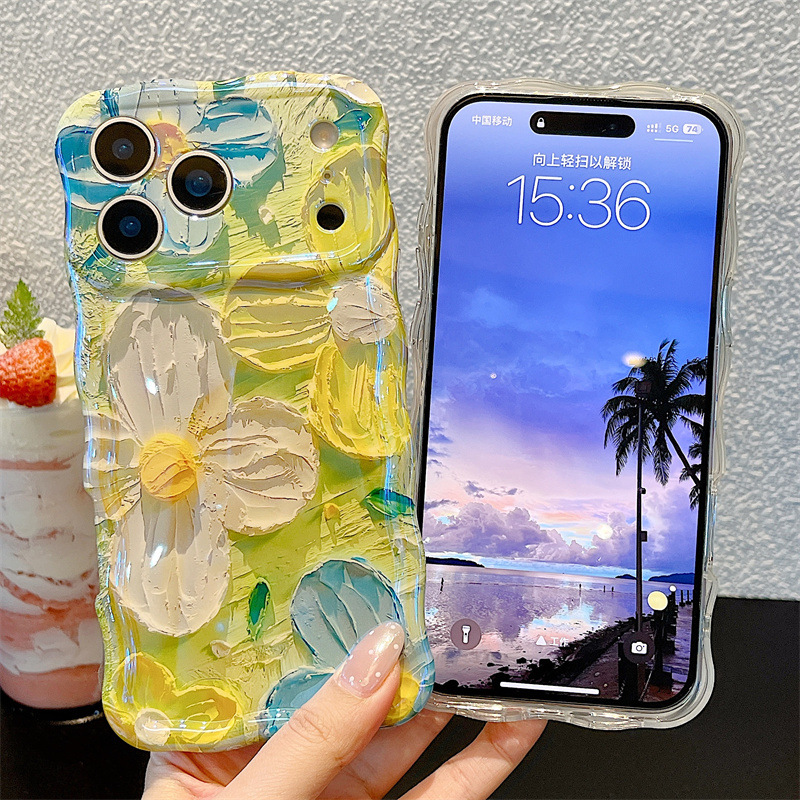 Apple Iphone 16 - غطاء هاتف أنيق بتصميم زهور مرسومة
