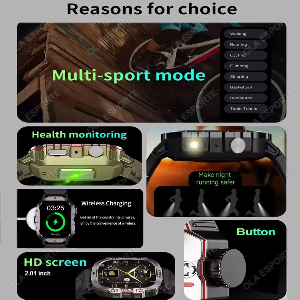 ساعة ذكية عسكرية جديدة للرجال  - مراجعة Smartwatch Custom وسعره