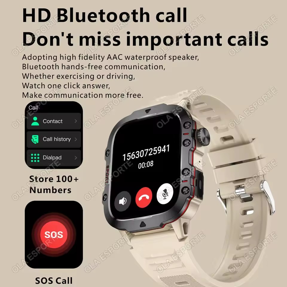 ساعة ذكية عسكرية جديدة للرجال  - مراجعة Smartwatch Custom وسعره