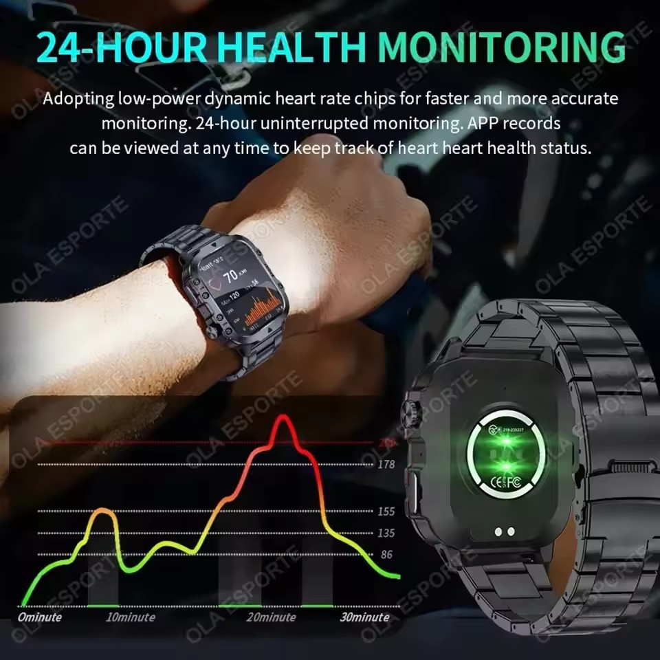 ساعة ذكية عسكرية جديدة للرجال  - مراجعة Smartwatch Custom وسعره