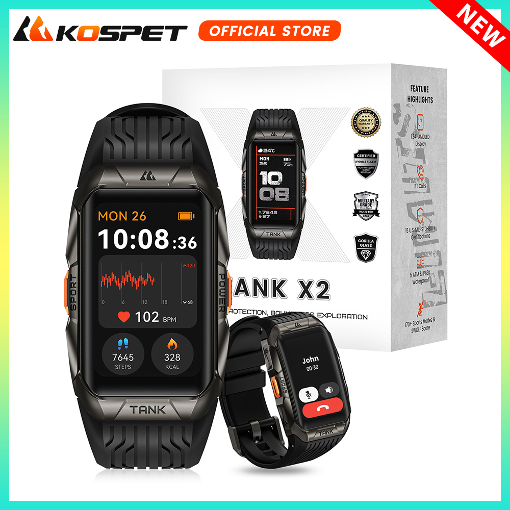 KOSPET TANK X2 ساعة ذكية للرجا - مراجعة Smartwatch Faces وسعره